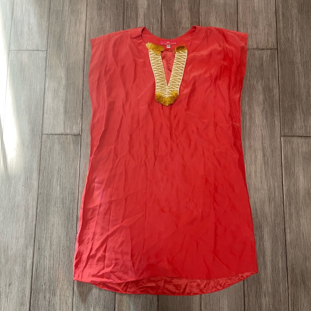 Pink and Gold Women's Silk Top